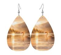 Boucles d'oreilles en cuir Swan in the Lake - Style européen et américain - Pour jeunes femmes - Cadeau d'anniversaire / Saint-Valentin