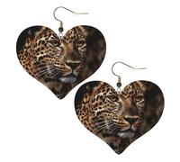 Boucles d'oreilles en cuir synthétique avec motif léopard marron en forme de cœur, boucles d'oreilles pendantes légères pour femmes, mariages, fêtes, cérémonies, banquets, cadeaux