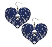 Boucles d'oreilles en cuir synthétique avec tête de mort et os bleus en forme de larme, boucles d'oreilles pendantes tendance et légères pour femmes, mariages, fêtes, cérémonies, banquets, cadeaux