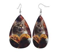Boucles d'oreilles en cuir tendance en forme de goutte d'eau, motif chat de la voie lactée, boucles d'oreilles pendantes pour femmes, boucles d'oreilles en forme de larme, bijoux cadeaux pour