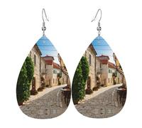 Boucles d'oreilles en cuir toscane exquises en forme de goutte sont tendance et légères, aux couleurs vives et vives, ne se décolorent pas facilement, taille unique