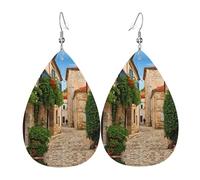 Boucles d'oreilles en cuir toscane exquises en forme de goutte sont tendance et légères, aux couleurs vives et vives, ne se décolorent pas facilement, taille unique