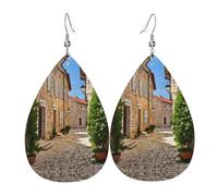 Boucles d'oreilles en cuir toscane exquises en forme de goutte sont tendance et légères, aux couleurs vives et vives, ne se décolorent pas facilement, taille unique