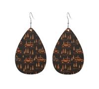 Boucles D'Oreilles En Cuir Véhicule Tout-Terrain Et Arbre 2Pcs | élégantes et belles Bijoux légers en forme de larme légères et tendance Pour Cadeau tendance