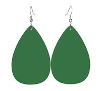 Boucles d'oreilles en cuir vert bambou imprimé en forme de goutte | Design haut de gamme, boucles d'oreilles légères et luxueuses