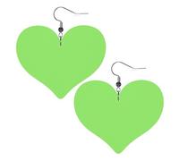 Boucles d'oreilles en cuir vert clair avec pendentif en forme de cœur élégant et léger pour femmes et filles, taille unique, cuir, sans pierre précieuse