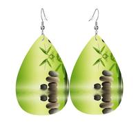 Boucles d'oreilles en cuir Zen Stone Spa pour femme - Boucles d'oreilles tendance en cuir - Cadeau pour maman, épouse, fille