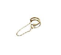 Boucles d'oreilles en cuivre plaqué or avec chaîne, double bande Clip-On oreille manchette avec Accent CZ, boucles d'oreilles goutte chaîne minimaliste pour les femmes
