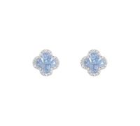 Boucles d'oreilles en diamant à quatre feuilles bleu clair cassé, alliage léger luxe petites boucles d'oreilles florales, frais et doux, trajet, rendez - vous quotidien, douceur avec cadeau cadeau