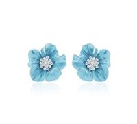 Boucles d'oreilles en diamant de perles de fleur bleue Boucles d'oreilles fraîches et douces Boucles d'oreilles littéraires de style forestier