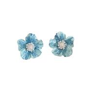 Boucles d'oreilles en diamant de perles de fleur bleue Boucles d'oreilles fraîches et douces Boucles d'oreilles littéraires de style forestier