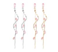 Boucles d'oreilles en feuille de cristal pour les femmes, strass élégant longue boucles d'oreilles goutte, bijoux de fête de mariage scintillant (2 pairs B)