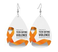 Boucles D'Oreilles En Février, Nous Portons Des Vêtements Pour Sensibiliser À La Violence Dans Les Relations Amoureuses Chez Les Adolescents. Boucles D'Oreilles Percée Légères Vintage Pendantes