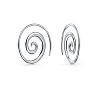 Boucles D'Oreilles En Fil De Spirale Poli En Forme De Tourbillon Tribal Géométrique Boho Pour Femmes Pour Adolescents En Argent Sterling .925