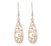 Boucles d'oreilles en filigrane doré pour femme, boucles d'oreilles mexicaines en forme de larme, boucles d'oreilles vintage ajourées, boucles d'oreilles pendantes en filigrane, bijoux cadeaux pour