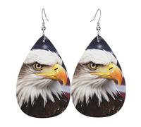 Boucles d'oreilles en forme d'aigle à tête blanche pour femme - Boucles d'oreilles pendantes en cuir - Double face - Légères - Accessoires d'oreille pour femme - Bijoux tendance - Cadeau