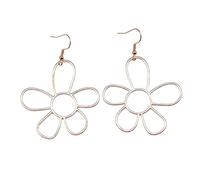 Boucles d'oreilles en forme de boulon à fleurs Exagération Dangle Boucle d'oreille Creuse Irrégulière Boucles d'oreilles Bijoux Cadeau pour Femmes Vacances