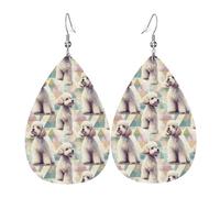 Boucles d'oreilles en forme de caniche blanc pour femme, boucles d'oreilles tendance en forme de larme en cuir pour femme, boucles d'oreilles tendance en forme de larme colorées