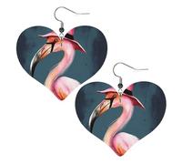 Boucles d'oreilles en forme de chapeau de sorcière flamant rose d'Halloween | Boucles d'oreilles légères en cuir hypoallergénique pour femme - Boucles d'oreilles pendantes en forme de cœur - Cadeau