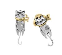 Boucles d'oreilles en forme de chats mignons avec motifs asymétriques pour femmes à la mode recherchent des styles artistiques unisexes