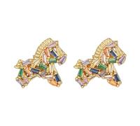 Boucles d'oreilles en forme de cheval avec strass pour FreeClip 1 2 écouteurs Arcs-en-ciel Pierres précieuses Facile à installer