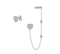 Boucles D'Oreilles En Forme De Coeur Avec Chaîne Et Cartilage Boucles D'Oreilles En Forme De Coeur Boucles D'Oreilles En Forme D'Hélix Avec Clous D'Oreilles Pavés En CZ Argent Sterling