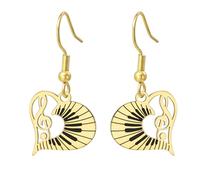 Boucles d'oreilles en forme de cœur avec note de musique pour femme, instrument piano, clé de sol, enseignant, artiste, musicien, concert, cadeau de bijoux, Medium, Acier inoxydable, Pas de gemme