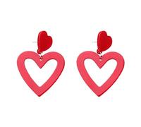 Boucles d'oreilles en forme de cœur en 13 couleurs, boucles d'oreilles creuses en acrylique à la mode, accessoires pour femmes et enfants, taille unique, Acrylique, Pas de gemme