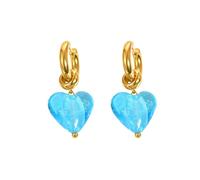 Boucles d'oreilles en forme de cœur en acier inoxydable couleur bonbon, verre doux en été en Europe et en Amérique., Métal