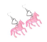 Boucles d'oreilles en forme de cœur en acrylique coloré avec licornes mignonnes - Accessoire tendance pour étudiant, taille unique, Comme décrit, Comme décrit.
