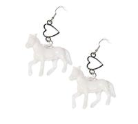 Boucles d'oreilles en forme de cœur en acrylique coloré avec licornes mignonnes - Accessoire tendance pour étudiant, taille unique, Comme décrit, Comme décrit.