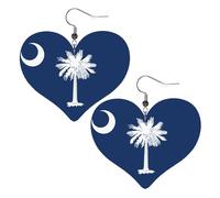 Boucles d'oreilles en forme de cœur en cuir avec drapeau de la Caroline du Sud pour femme, accessoire de danse de mariage, taille unique, Simili cuir