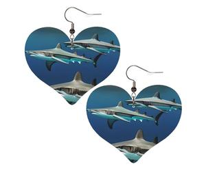 Boucles d'oreilles en forme de cœur en cuir synthétique avec requins marteaux, boucles d'oreilles pendantes légères pour femmes, mariages, fêtes, cérémonies, banquets, cadeaux