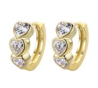 Boucles d'oreilles en forme de cœur en oxyde de zirconium pour fille : cuivre pur avec diamants, doux, parfaits pour les cadeaux et à porter au quotidien.