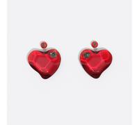 Boucles d'oreilles en forme de cœur en résine rouge foncé UN