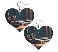 Boucles d'oreilles en forme de cœur en similicuir avec écouteurs - Légères - Pour femmes - Mariages, fêtes, cérémonies, banquets, cadeaux, One Size, Cuir, Pas de pierre précieuse