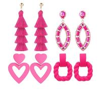 Boucles D'oreilles En Forme De Cœur - Ensemble De Boucles D'oreilles Pendantes, Bijoux Créoles Bohème Roses, Accessoire De Mode Léger Et Élégant | Amant, Saint-Valentin, Maman, Amis, Sœur, Filles, Ten
