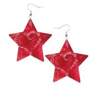 Boucles d'oreilles en forme de cœur et de fleur pour femme, boucles d'oreilles pendantes en forme d'étoile étincelante, bijoux tendance pour soirée, One Size, Cuir