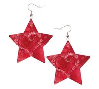 Boucles d'oreilles en forme de cœur et de fleur pour femme, boucles d'oreilles pendantes en forme d'étoile étincelante, bijoux tendance pour soirée, One Size, Cuir