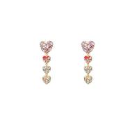 Boucles d'oreilles en forme de cœur européennes et américaines pour femmes, longues boucles d'oreilles en zircon de couleur, bijoux d'oreille exagérés à aiguille en argent 925
