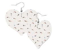 Boucles d'oreilles en forme de cœur pour femme - Boucles d'oreilles pendantes tendance en cuir avec teckel (B), boucles d'oreilles amusantes sans nickel pour fête d'anniversaire