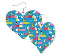 Boucles d'oreilles en forme de cœur pour femme - Boucles d'oreilles pendantes tendance en cuir avec teckel cool - Sans nickel - Accessoires de décoration pour fête d'anniversaire