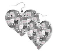 Boucles d'oreilles en forme de cœur pour femme - Boucles d'oreilles pendantes tendance en cuir groupe de chats, boucles d'oreilles amusantes sans nickel pour fête d'anniversaire