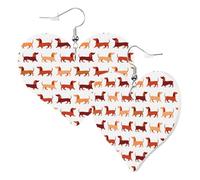 Boucles d'oreilles en forme de cœur pour femme - Boucles d'oreilles pendantes tendance en cuir motif teckel sans nickel pour fête d'anniversaire