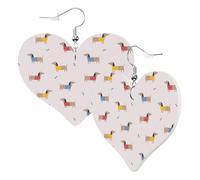 Boucles d'oreilles en forme de cœur pour femme - Boucles d'oreilles pendantes tendance en cuir motif teckel n° W45, boucles d'oreilles amusantes sans nickel pour fête d'anniversaire