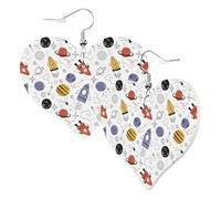 Boucles d'oreilles en forme de cœur pour femme - Boucles d'oreilles pendantes tendance en cuir - Sans nickel - Pour fête d'anniversaire