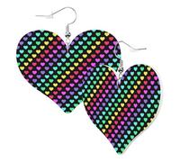 Boucles d'oreilles en forme de cœur pour femme - Boucles d'oreilles pendantes tendance en cuir - Sans nickel - Pour fête d'anniversaire