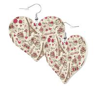 Boucles d'oreilles en forme de cœur pour femme - Boucles d'oreilles pendantes tendance en cuir vintage de Paris, boucles d'oreilles amusantes sans nickel pour fête d'anniversaire Accessoires de