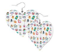 Boucles d'oreilles en forme de cœur pour femme - Hello Summer Cat - Boucles d'oreilles pendantes tendance en cuir sans nickel pour fête d'anniversaire