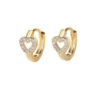 Boucles d'oreilles en forme de cœur pour femme - Plaqué or - Oxyde de zirconium tendance - Cadeau de Saint-Valentin - Cadeau de fête des mères - Hip Hop - Enfant - Argent, taille unique, Métal, Pas de